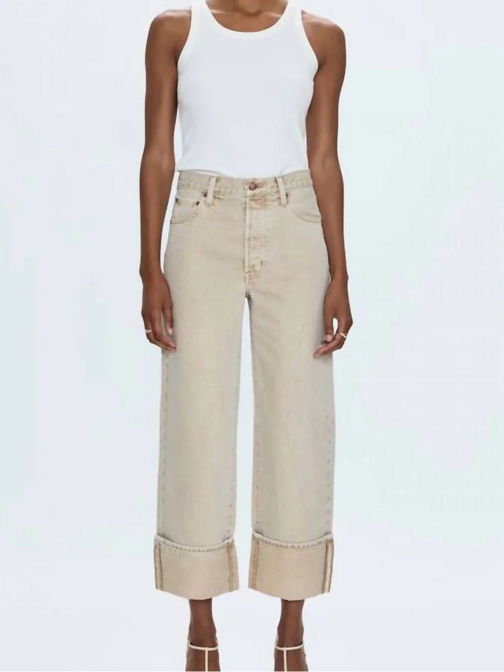 Pistola Ryder High Rise  Straight Leg Jeans in Oat, Cuffed, Size 27